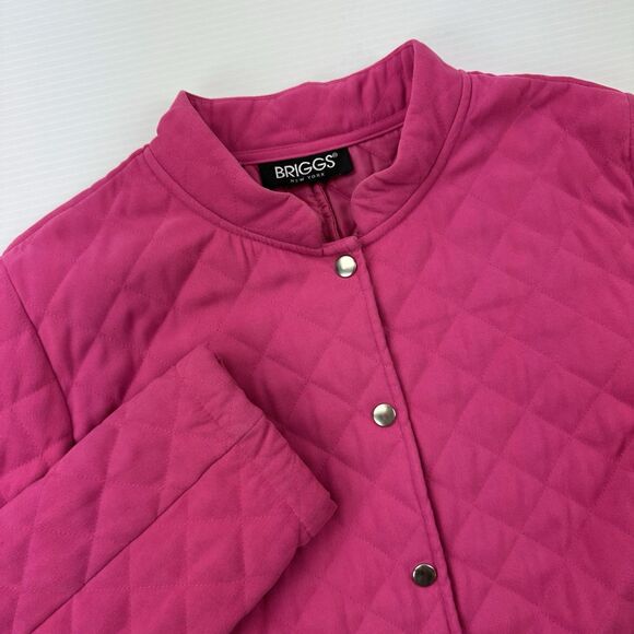 Briggs New York Women’s Quilted Snap Jacket Pink XL Lightweight Casual Coat - Picture 11 of 11
